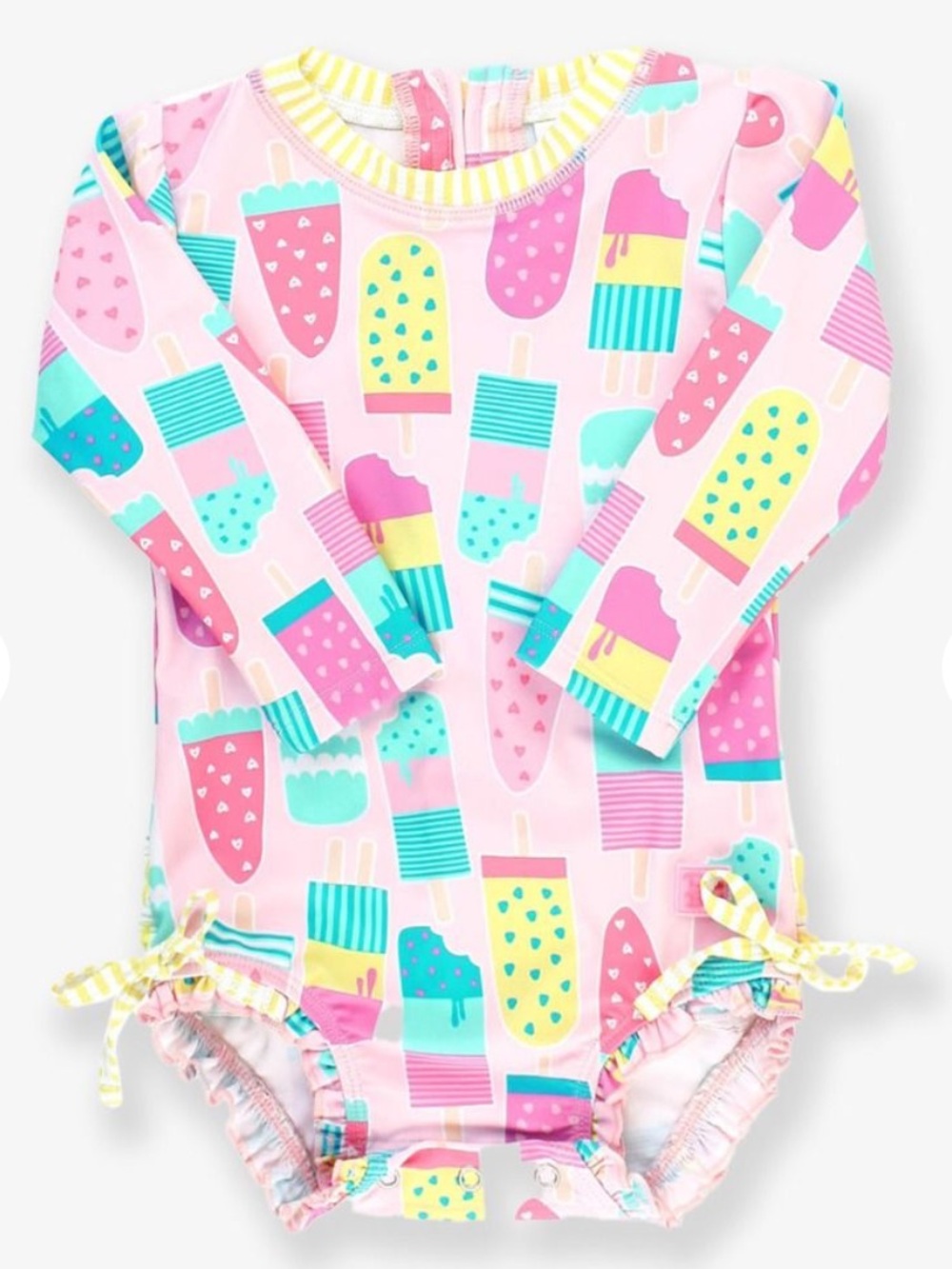 Ruffle Butts Baby Size 0-3 Month Long Sleeve Rash Guard Ice Cream Social NEW